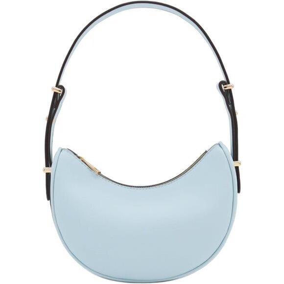 Small Crescent Smooth Faux Leather Bag Mint Blue - Picture 1 of 6